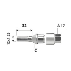 Външен секретен болт 12x1.25x32 комплект