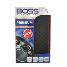 Калъф за волан шиещ Boss - черен с червено перфориран