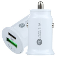АДАПТЕР ЗА ЗАПАЛКА БЯЛ/ЧЕРЕН USB+TYPE C